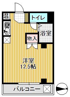 イサロッティ1(ワンルーム/2階)の間取り写真