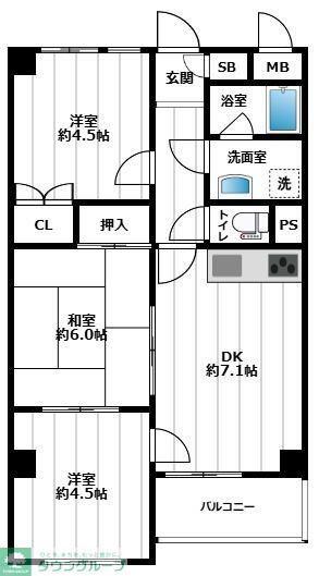 田無マンション(3DK/3階)の間取り写真