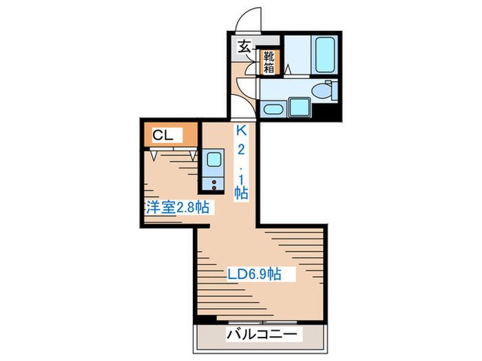メリディアン吉岡壱番館(1LDK/1階)の間取り写真