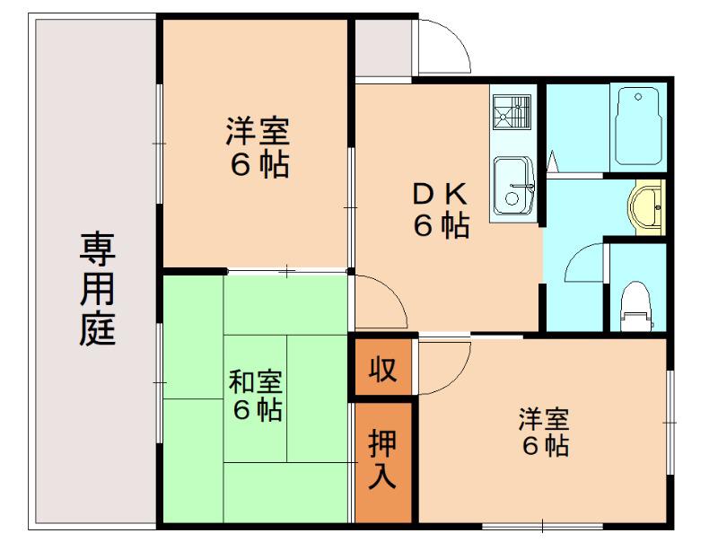 レジデンス A(3DK/2階)の間取り写真