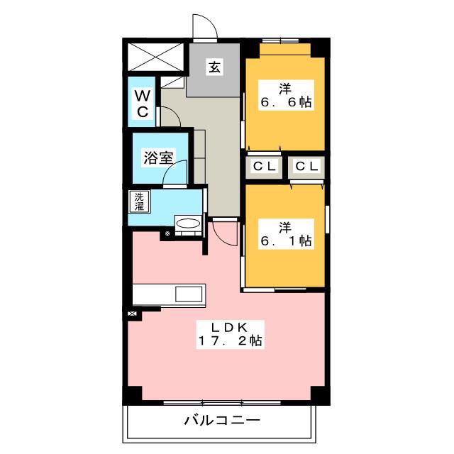 GRAN R TATSUMI(2LDK/4階)の間取り写真