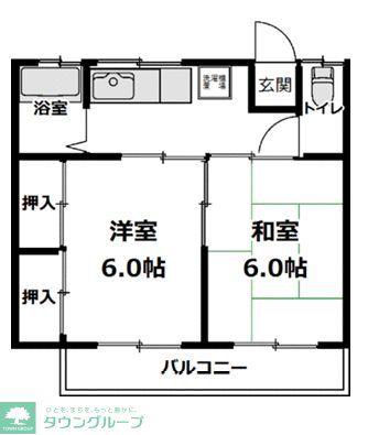 コーポ中田(2K/2階)の間取り写真