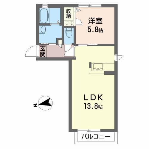 シャーメゾンソレイユB(1LDK/2階)の間取り写真