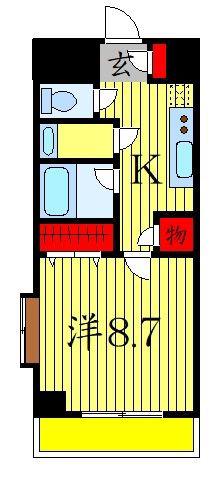 ドムスアライ3(1K/6階)の間取り写真