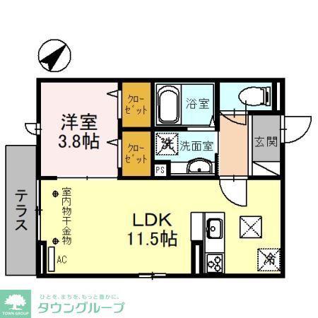 ECLAT西大宮(1LDK/1階)の間取り写真