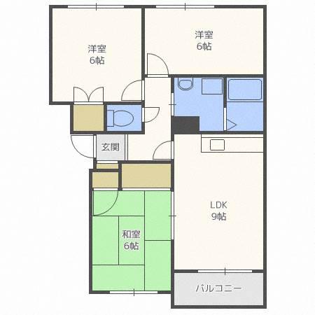 ロイヤル麻生(3LDK/1階)の間取り写真