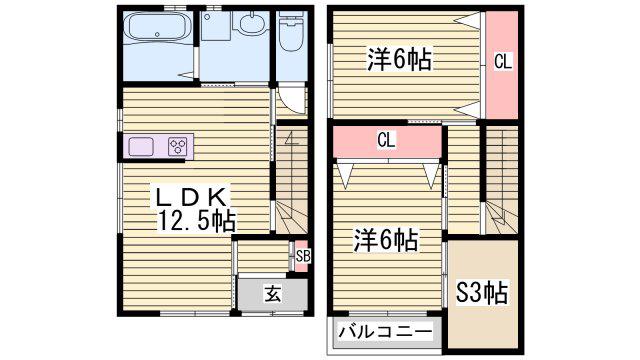 イノベーション B棟(2SLDK/1階)の間取り写真