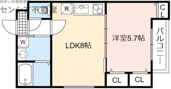 フジパレス深江橋III(1LDK/2階)の間取り写真