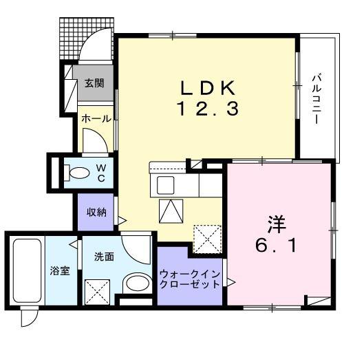ノーブル 富士見が丘(1LDK/1階)の間取り写真
