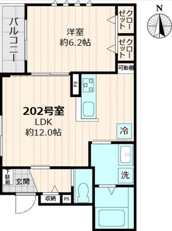 ショウワ東小金井(1LDK/2階)の間取り写真