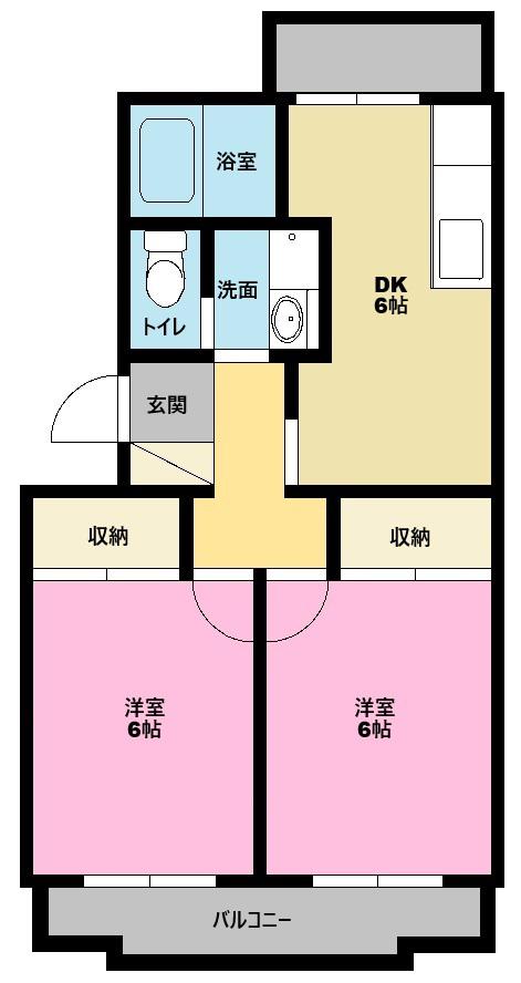 クルトン(2DK/3階)の間取り写真