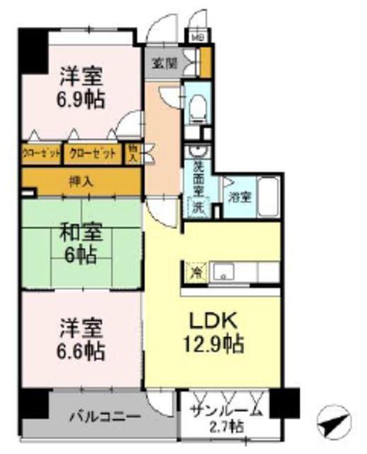ソレイユ華(3SLDK/4階)の間取り写真