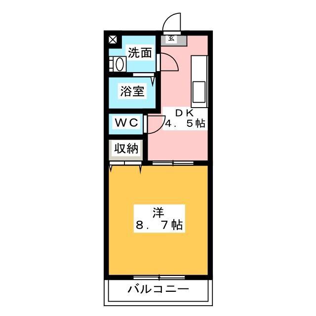 パルトネールII(1DK/1階)の間取り写真