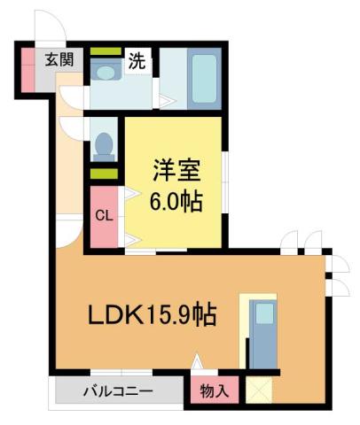 ボヌール イースト(1LDK/2階)の間取り写真