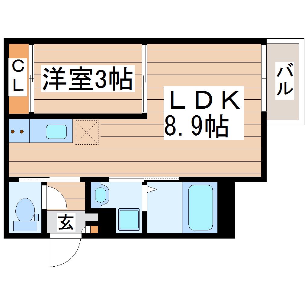 R‐SMART南仙台(1LDK/3階)の間取り写真