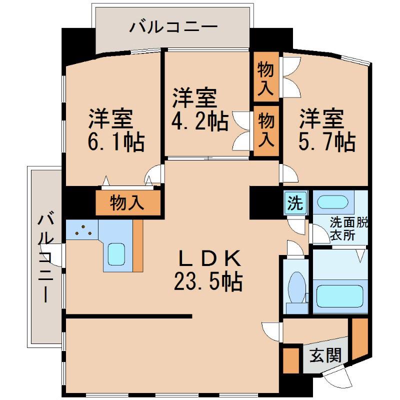 カーサ・べネフィック(3LDK/1階)の間取り写真