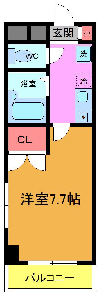 スプリングライト(1K/3階)の間取り写真