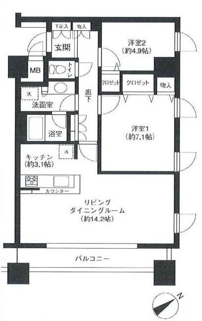 LOOP-M ループエム(2LDK/3階)の間取り写真