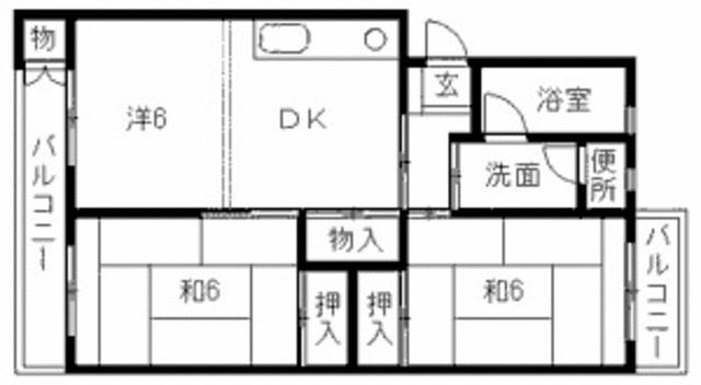 第1田島ハイツ(2LDK/2階)の間取り写真