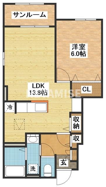 グランドソレーユ 海凪 A(1LDK/1階)の間取り写真