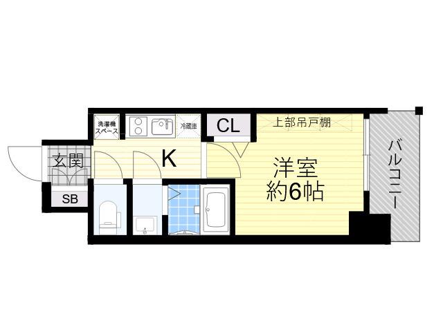 プレリス鶴見緑地グランガーデリア(1K/4階)の間取り写真