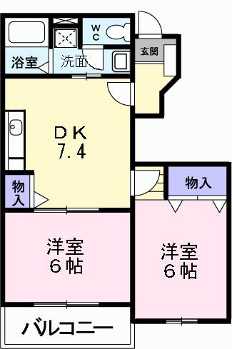 キャンパニュールAB(2DK/1階)の間取り写真