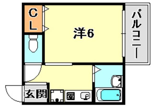 ヒルズ山下II(1K/1階)の間取り写真