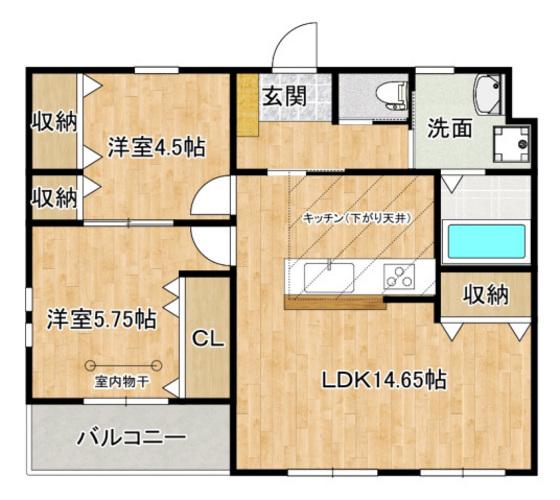 EAGLE HILL江波(2LDK/3階)の間取り写真