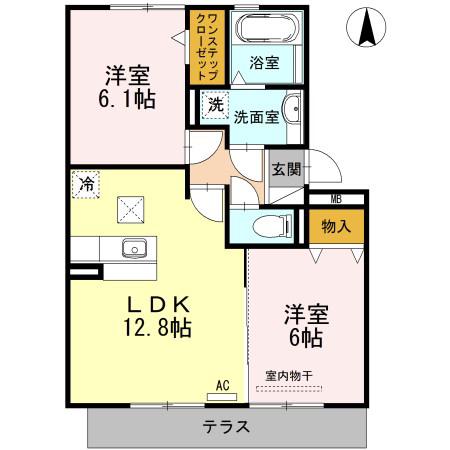 ペルテ飛鳥B(2LDK/3階)の間取り写真