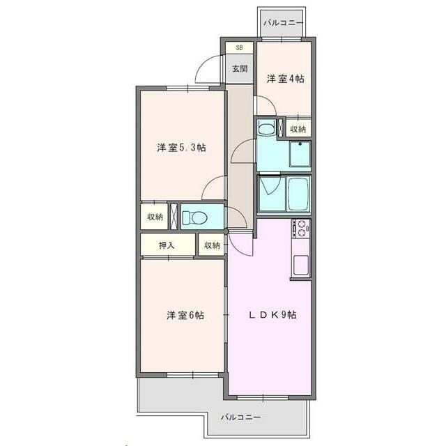 ウイジュール毛利台(3LDK/3階)の間取り写真