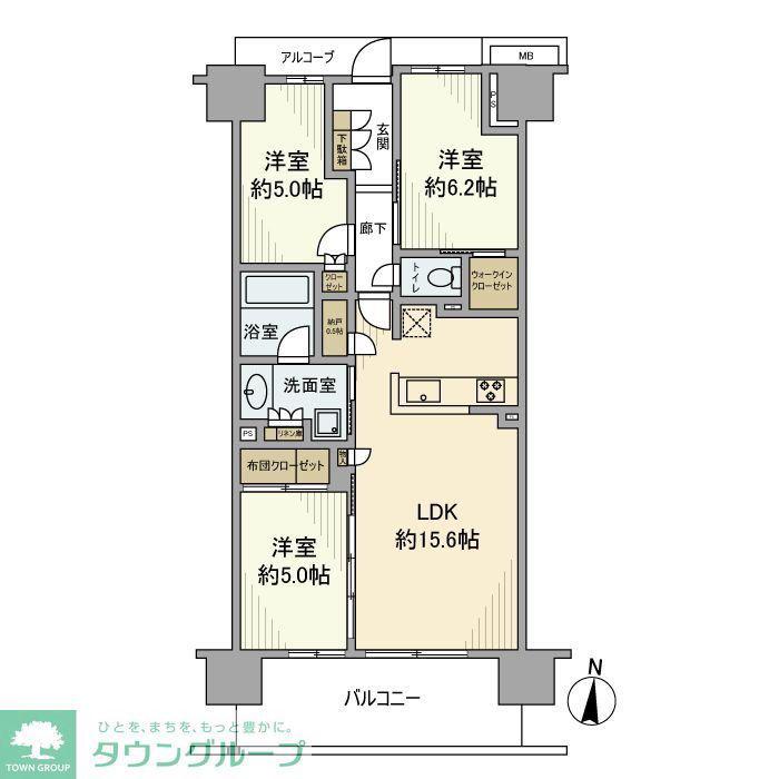 オハナ柏たなかパークフロント(3LDK/4階)の間取り写真