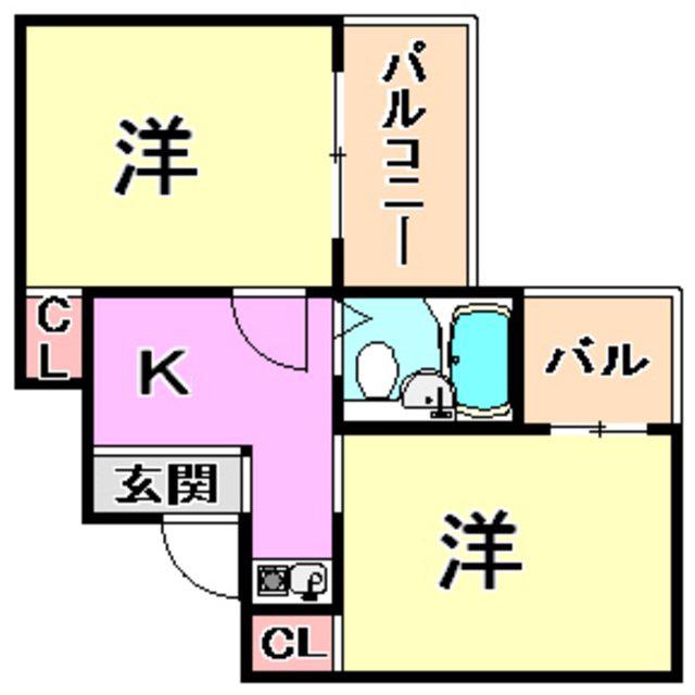 アメニティ東神戸5番館(2K/2階)の間取り写真