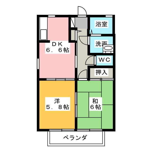 グランバリューB(2DK/2階)の間取り写真