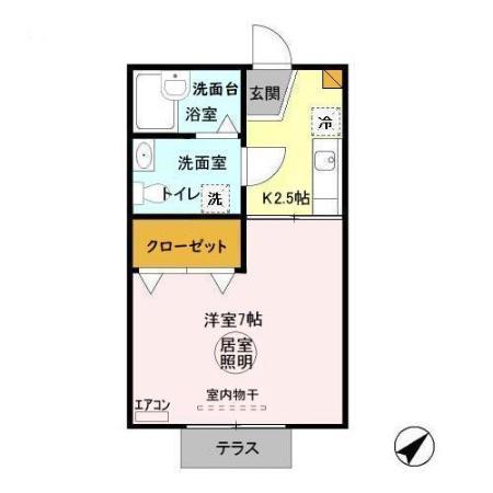 メゾンドノア(1K/1階)の間取り写真