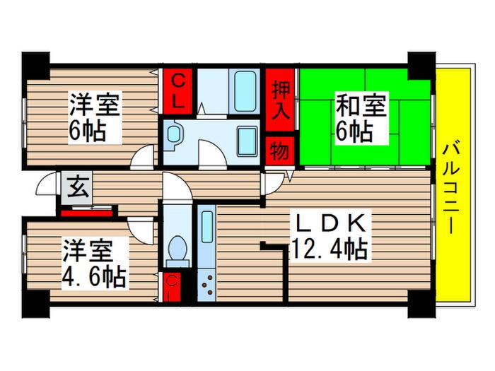 ヴェルドミールゆりのき台(3LDK/2階)の間取り写真