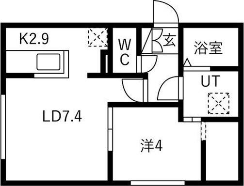 南郷通14丁目北 MS(1LDK/2階)の間取り写真