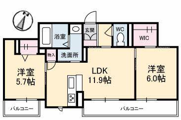 COTTA林町(2LDK/2階)の間取り写真
