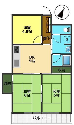 山本ハイツ(3K/2階)の間取り写真