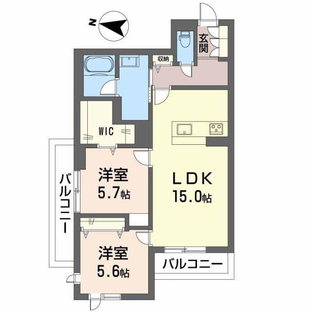 BEREOさくら坂(2LDK/3階)の間取り写真