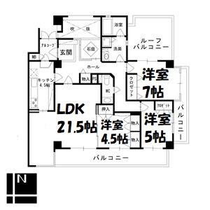 三旺マンション猫洞(3LDK/7階)の間取り写真
