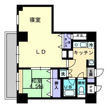 アルカディア西内町(1LDK/5階)の間取り写真