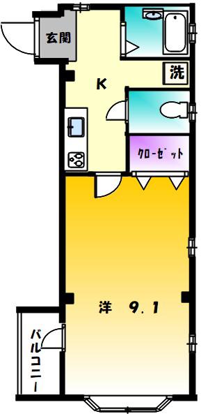 プレムガーデン(1K/1階)の間取り写真
