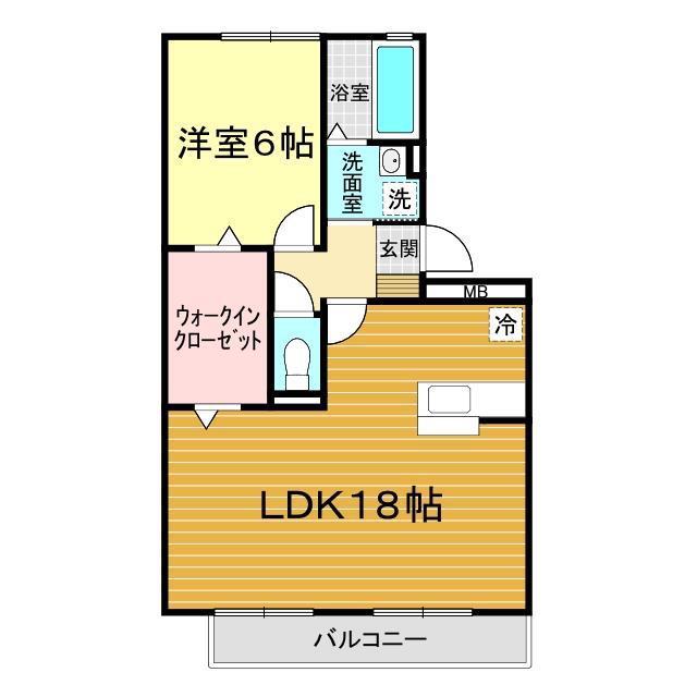 リビングタウン朝田B棟(1LDK/3階)の間取り写真