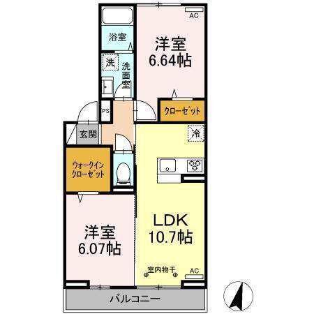 サンジェルマン中央林間2丁目(2LDK/3階)の間取り写真