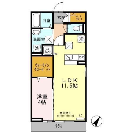 グランクレール高砂(1LDK/1階)の間取り写真