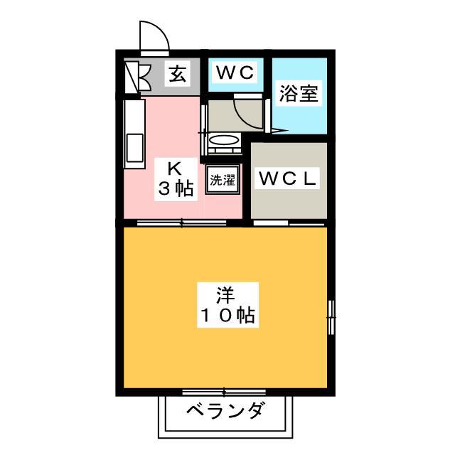 グランセーブルD棟(1K/2階)の間取り写真