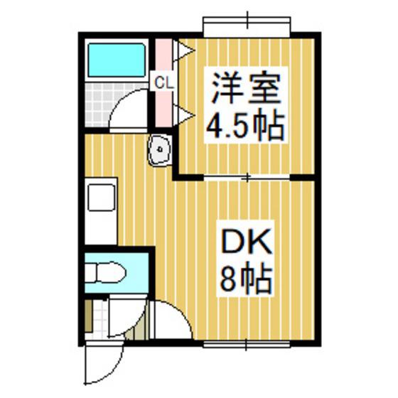 シティーベルプロム(1DK/2階)の間取り写真