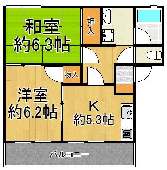 パークヴィレッジ(2DK/1階)の間取り写真