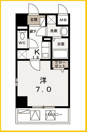 LOG COURT 2(1K/4階)の間取り写真
