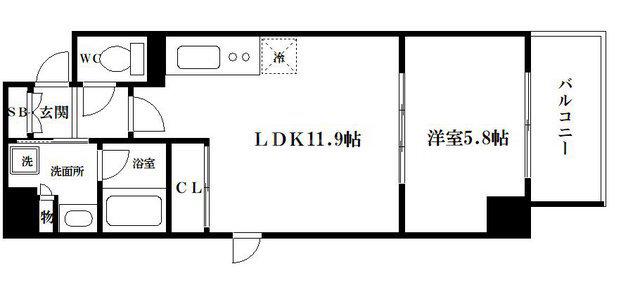 レジデンストレゾールデュー(1LDK/4階)の間取り写真